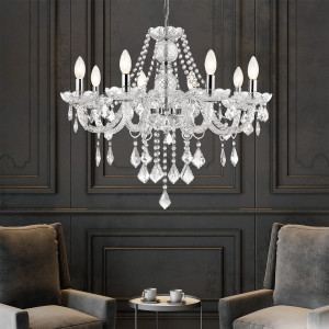 Lampa wisząca Cristallo srebrna 8xE14