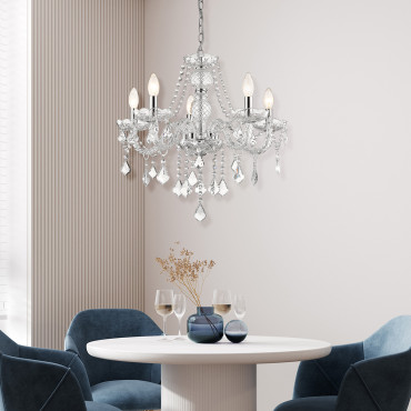 Lampa wisząca Cristallo srebrna 5xE14