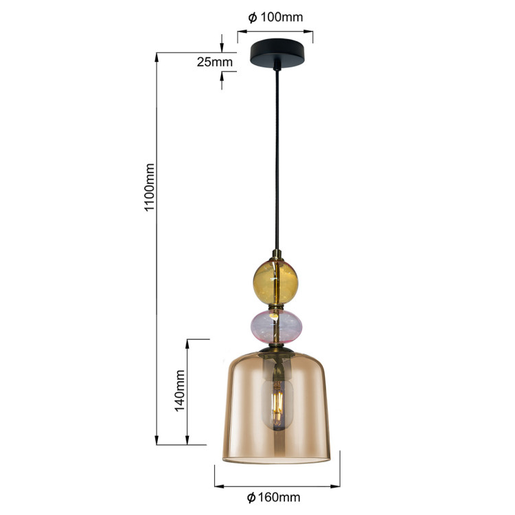 Lampa wisząca Tropea bursztynowa 1xE27 - 8929
