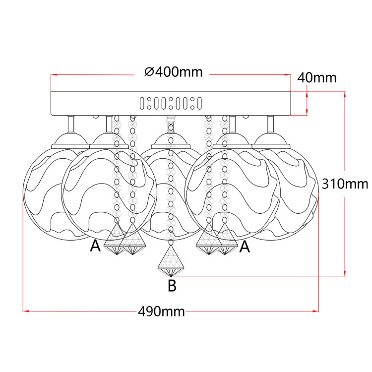 Ozdobny plafon Sada srebrny 5xE14 plus LED - 8979