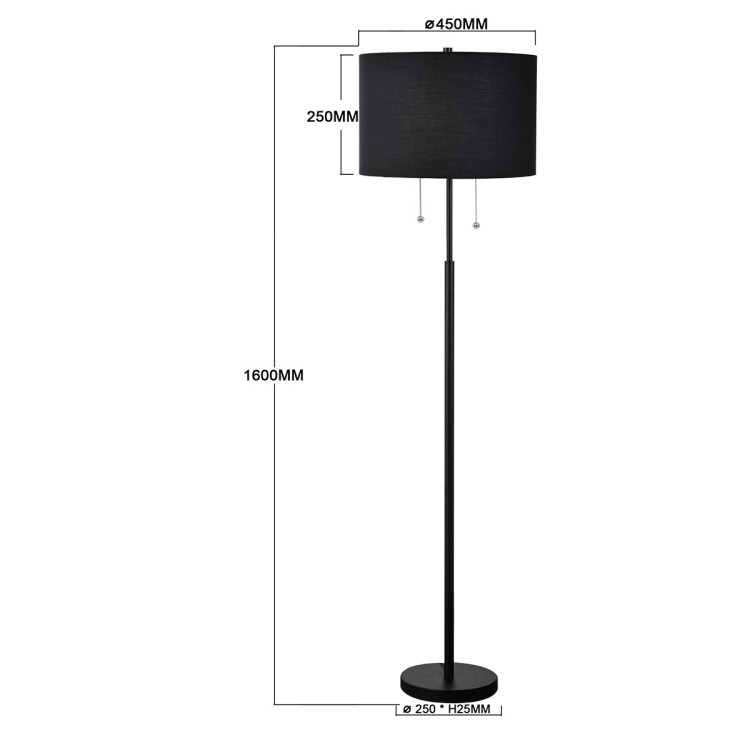 Lampa podłogowa Fogo czarna 2xE27 - 9018