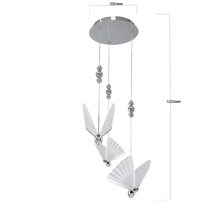 Lampa wisząca Mariposa 3 srebrna LED CCT - 9340