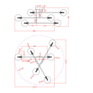 Lampa sufitowa Dorado złota 6xG9