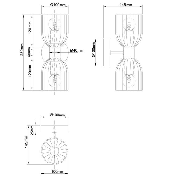Podwójny kinkiet Piega dymny 2xE14 - 9544
