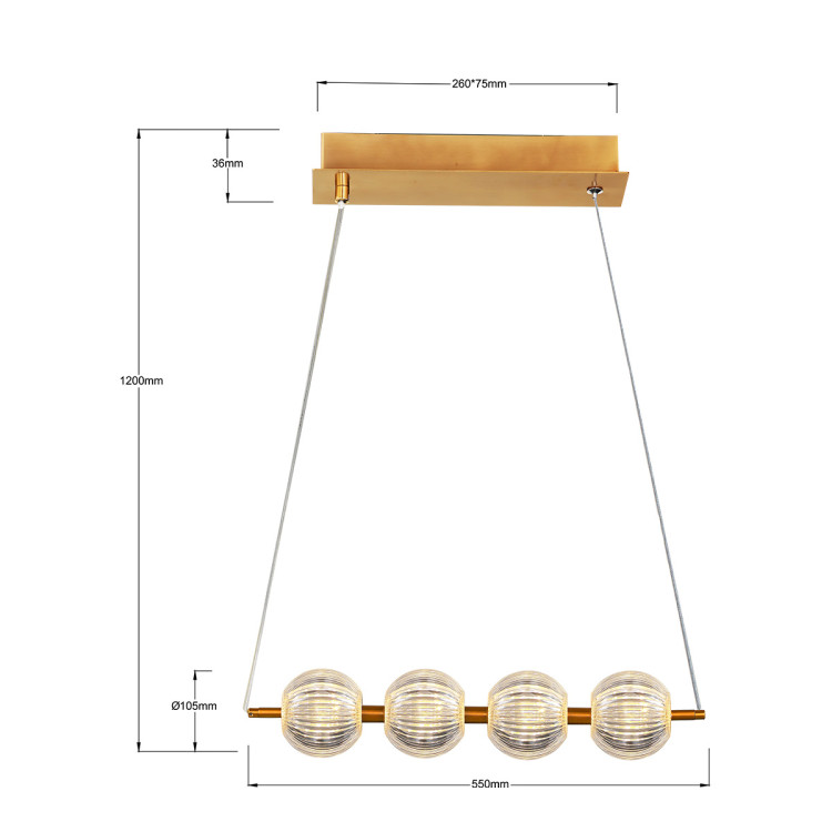 Lampa wisząca Brillant 4 złota LED CCT - 9616